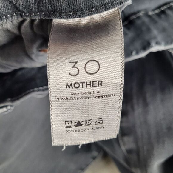 Mother Jeans Women's 30 Faded Black Denim Fray The Weekender Flare Legs Y2K 90s - Picture 14 of 16